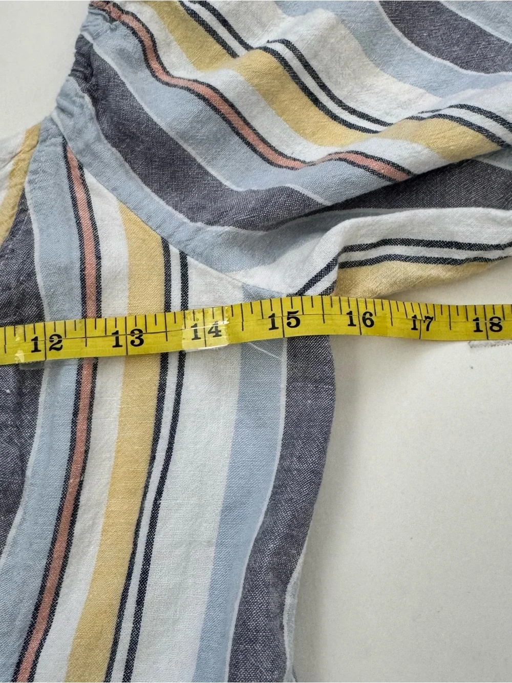 Abercrombie & Fitch Linen Crop Top Pastel Stripe Puff Sleeve Smocked Blouse S